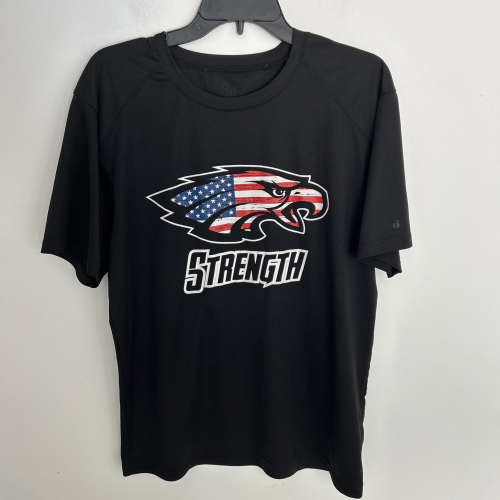 American Icon USA Eagle Strength Earn It Black Short Sleeve Light Weight